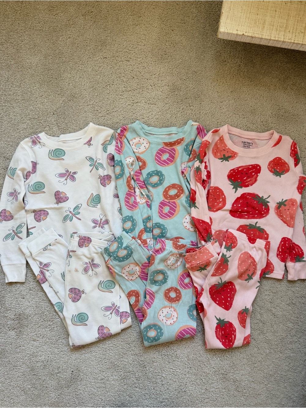 Carter's Girls' Printed Long Sleeve Pajama Bundle (x3)